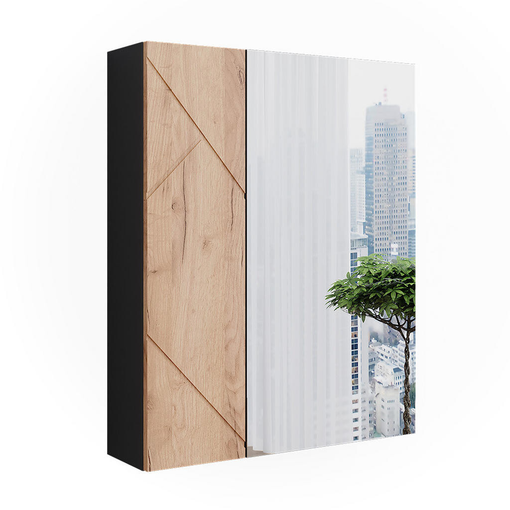 Vicco KOUPELNOVÁ ZRCADLOVÁ SKŘÍŇKA Irma Antracit/zlatý dub 60 x 75 cm