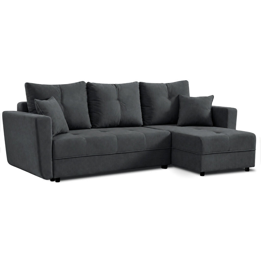 Beautysofa ROHOVÁ ROZKLÁDACÍ POHOVKA Verona s úložným prostorem a univerzální lenoškou, 240 cm, tmavě šedá