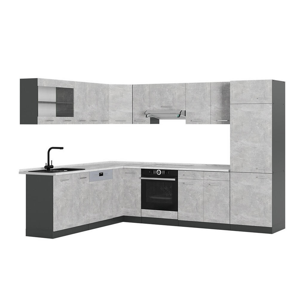 Vicco ROHOVÁ KUCHYŇ R-Line, Beton/Antracit, 287 x 227 cm, PD Mramor
