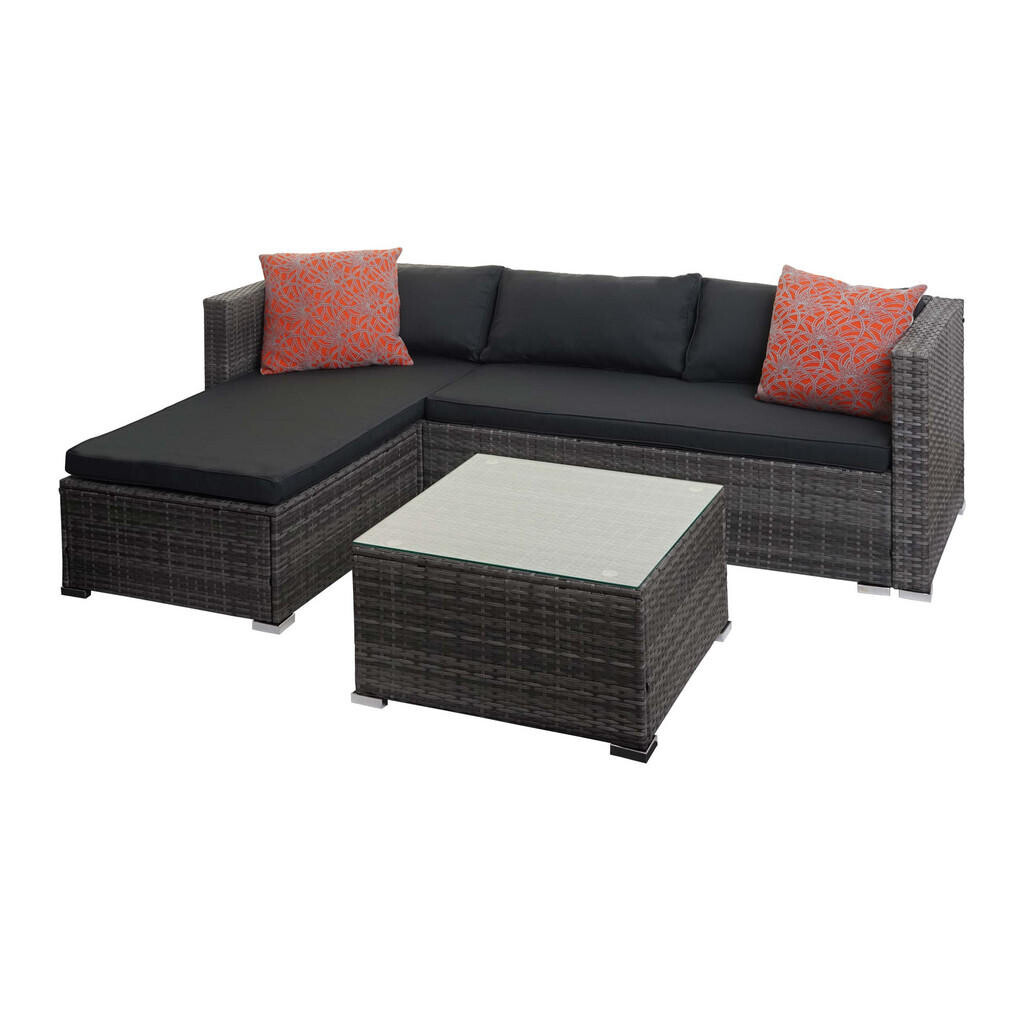 MCW POLY-RATTAN SADA Šedá, šedá, oranžová