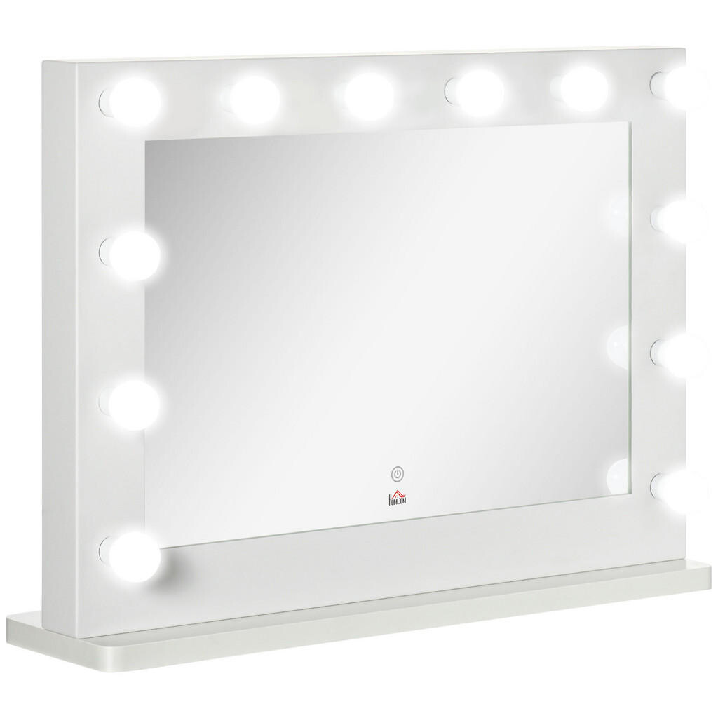 HOMCOM ZRCADLO HOLLYWOOD 80 x 60 cm Kosmetické zrcadlo s LED osvětlením, dotykový spínač
