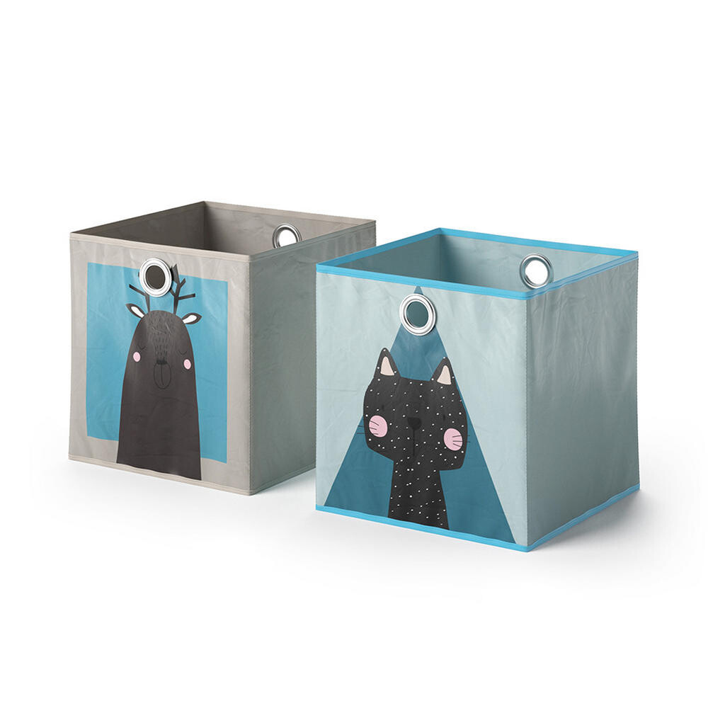 Vicco SKLÁDACÍ BOX Šedá/modrá 30 x 30 cm Sada 2 kusů