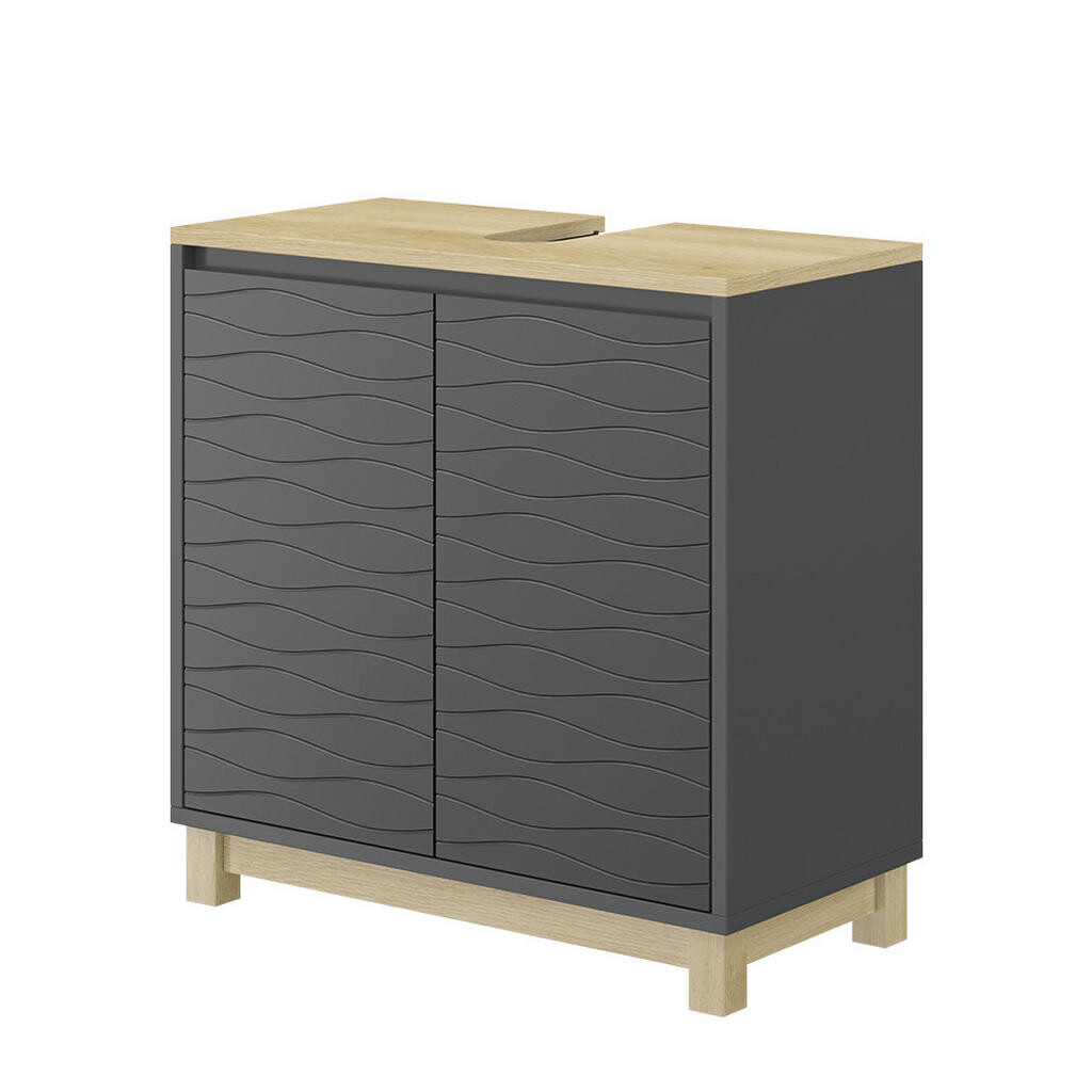 Vicco TOALETNÍ SKŘÍŇKA PRO UMYVADLO Livia Antracit 60 x 60 cm se 2 dveřmi