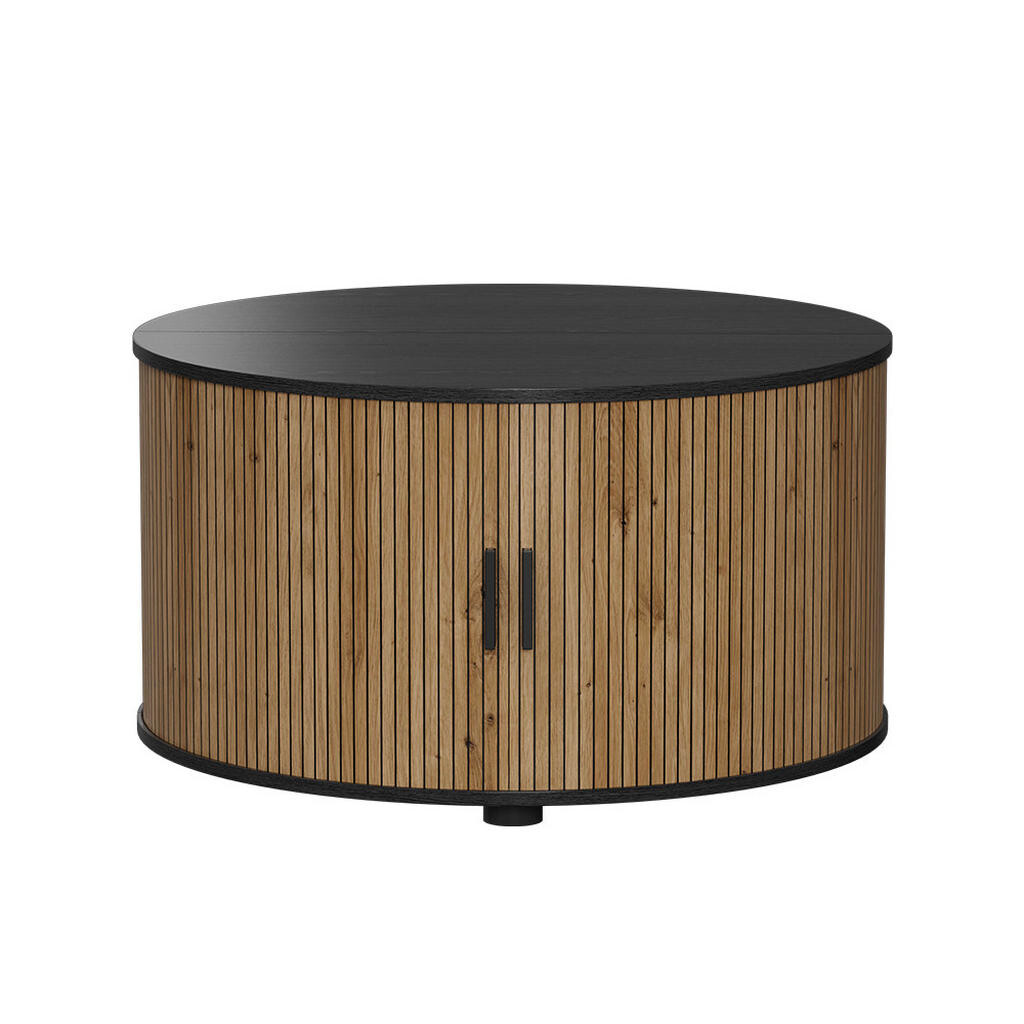 Vicco KONFERENČNÍ STŮL Selva Dub/černá 80 x 80 cm s posuvnými dveřmi