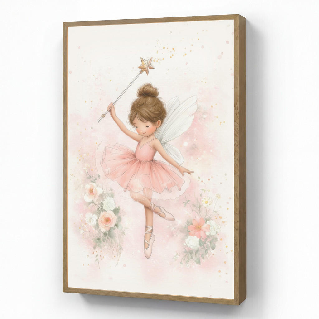 OnlyWow NÁSTĚNNÁ LAMPA S AKUMULÁTOREM Baletka - Víla - Květiny - Růžová 60x90 cm