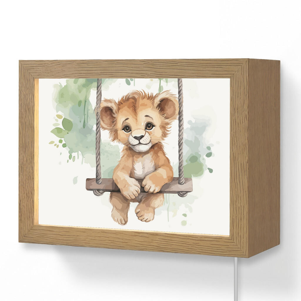 OnlyWow NÁSTĚNNÁ LAMPA Lev - Zvíře - Děti - Džungle 20x15 cm