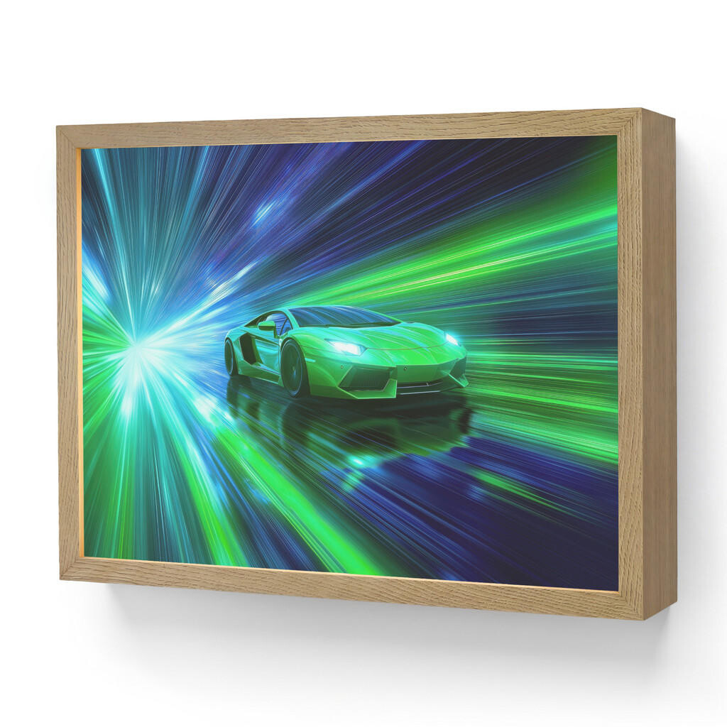 OnlyWow NÁSTĚNNÁ LAMPA S AKUMULÁTOREM Rychlost - Lehké - Sportovní vůz - Zelená 40x30 cm