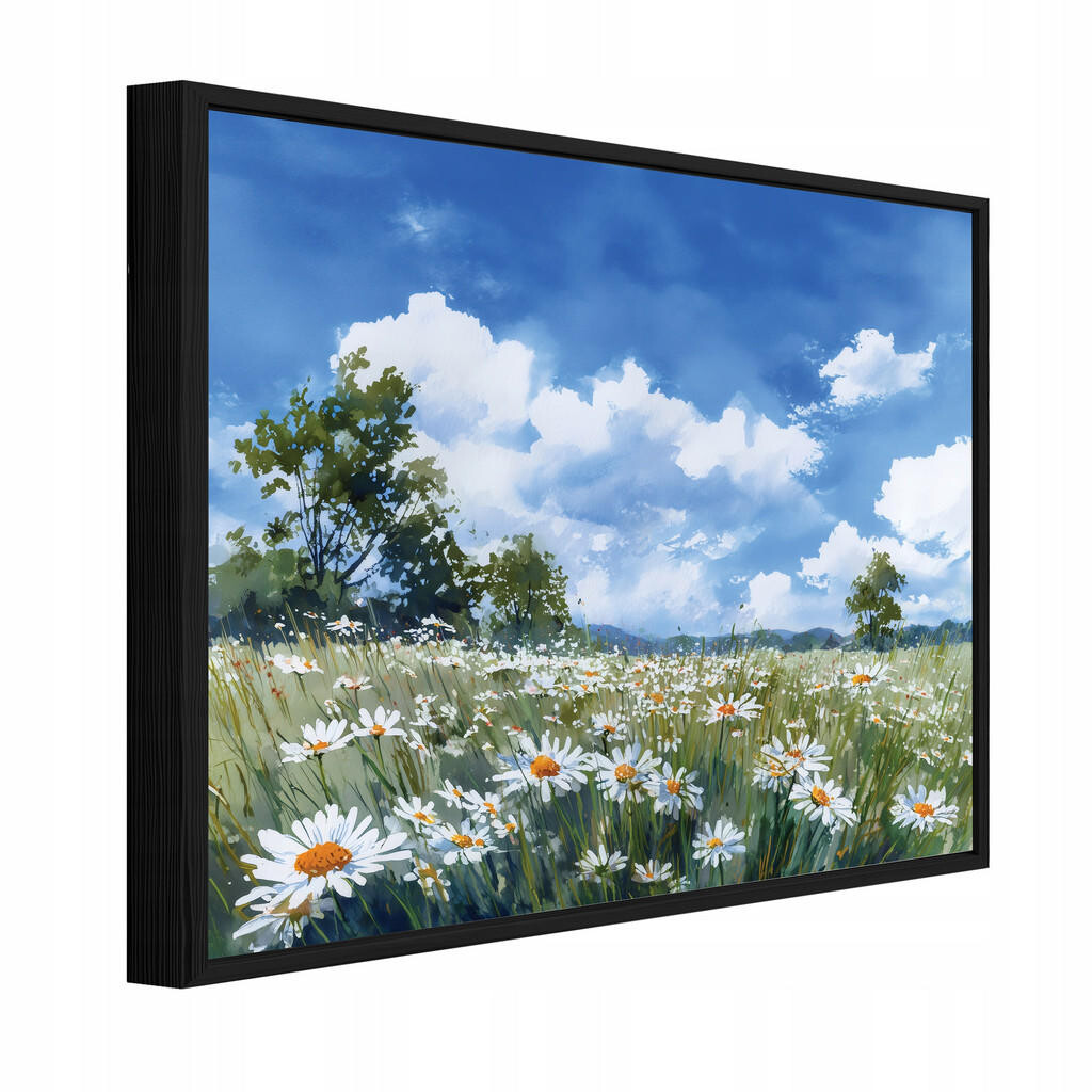 Wallarena ZARÁMOVANÉ obrazy květiny louka modrá 100x70 cm