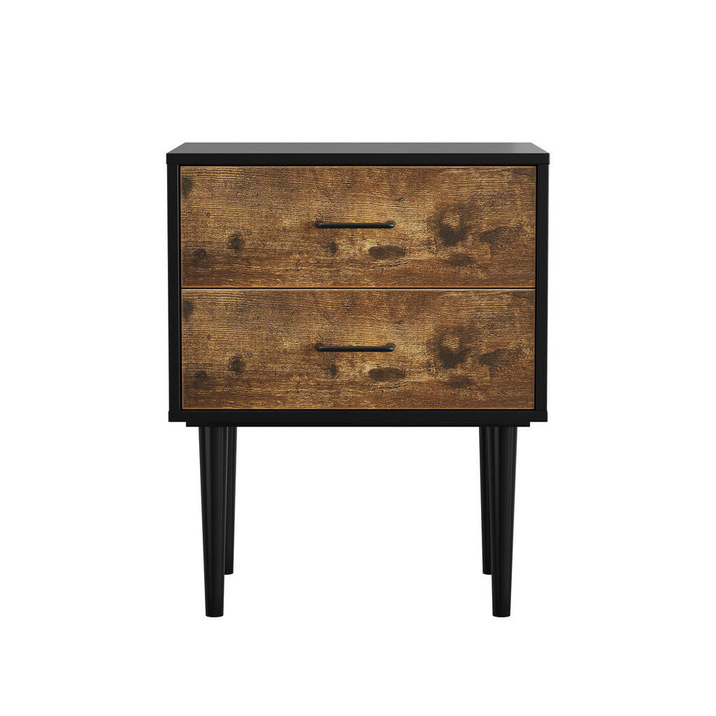 OKWISH NOČNÍ stolek 51/38/66 cm antická hnědá z MDF se dvěma zásuvkami