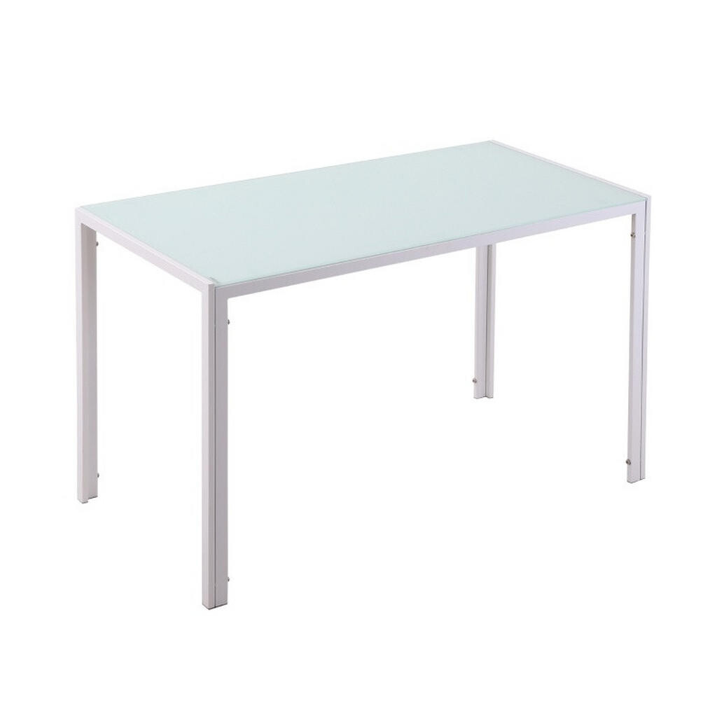 Redom JÍDELNÍ stůl 120/60/75 cm z tvrzeného skla s kovovým rámem, moderní design, Bílá