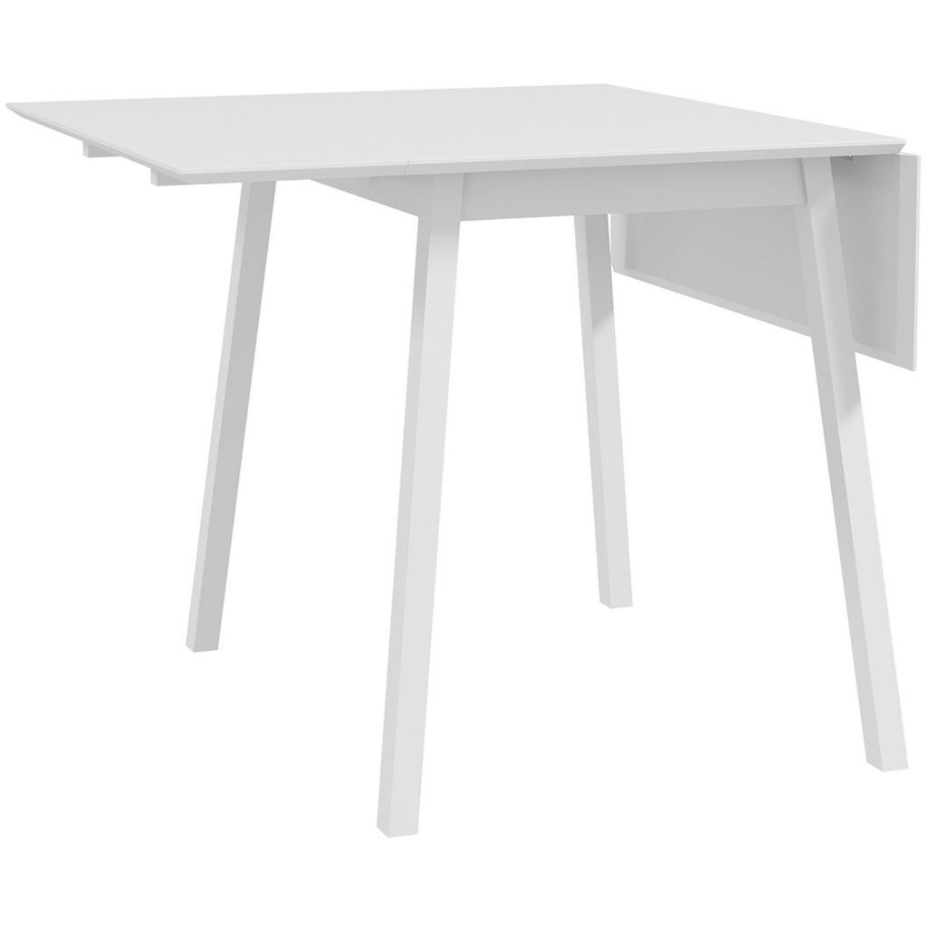 OKWISH JÍDELNÍ stůl 86/110/75 cm bílý z borovicového dřeva sklápěcí pro 2 až 4 osoby