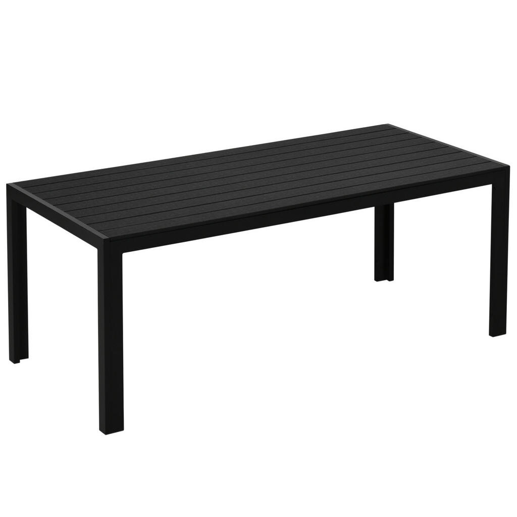 OKWISH ZAHRADNÍ stůl 190/84,5/72 cm černý z hliníku a WPC s odolnou deskou pro venkovní stolování
