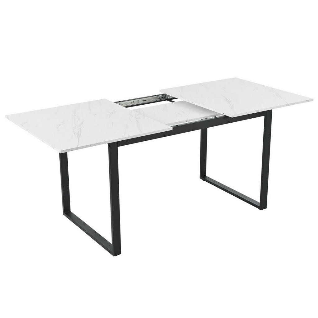 Redom ROZKLÁDACÍ jídelní stůl 140/180 x 80 x 75 cm s nastavitelnými nožkami a deskou v mramorovém dekoru, Bílá