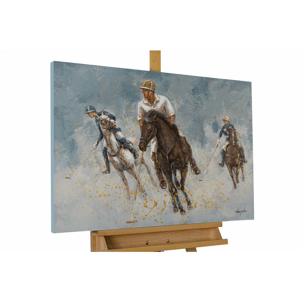KUNSTLOFT RUČNĚ MALOVANÝ AKRYLOVÝ OBRAZ MODRÝ/ZLATÝ, 90/60 CM