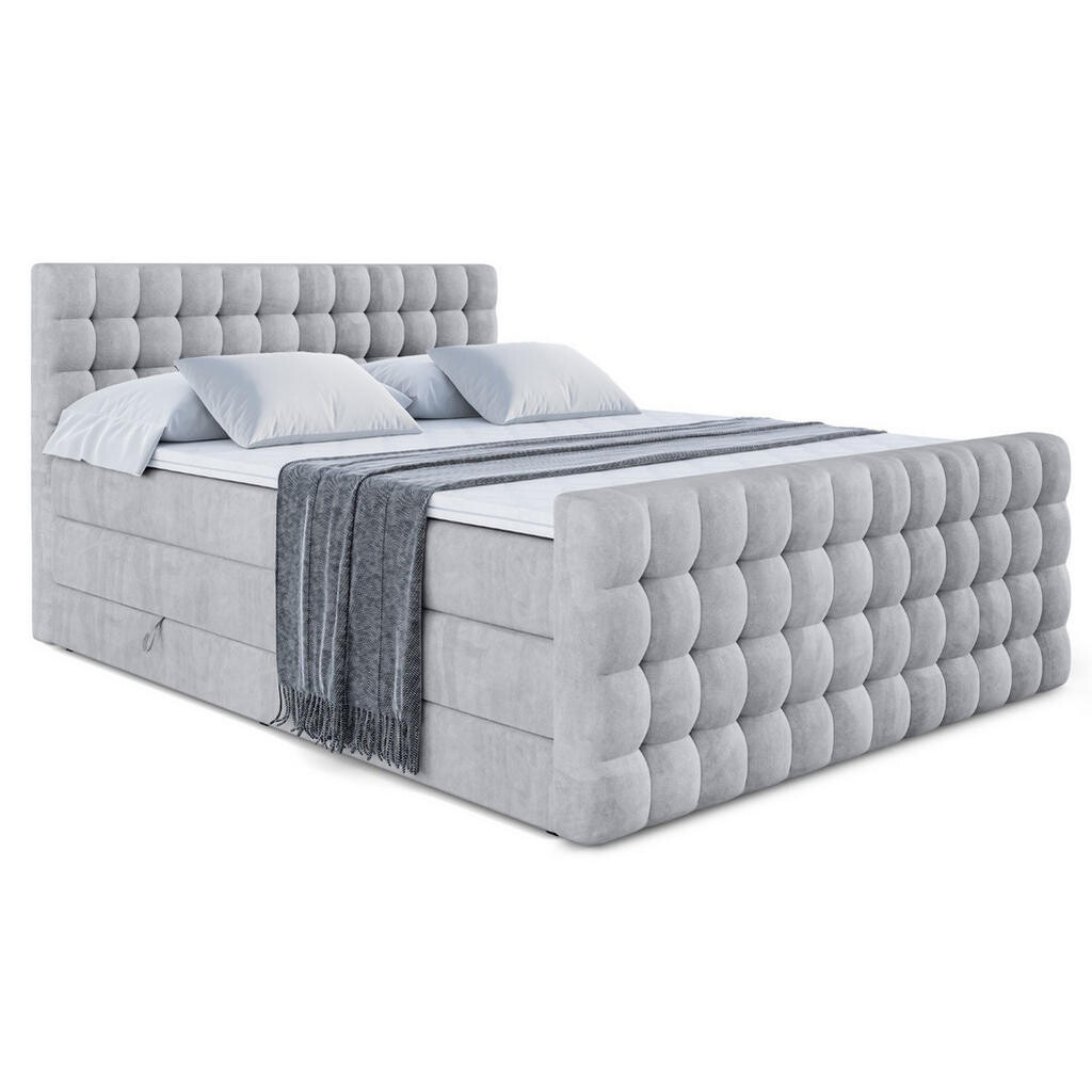 ALTDECOR BOXSPRINGOVÁ postel VIONE-Z KING – 200 x 200 – H3/H4 – světle šedá