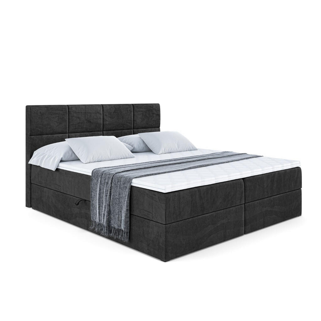 ALTDECOR AMERICKÁ postel s matrací H4 a roštem – ARDENI – 200 x 200 cm – H4 – černá
