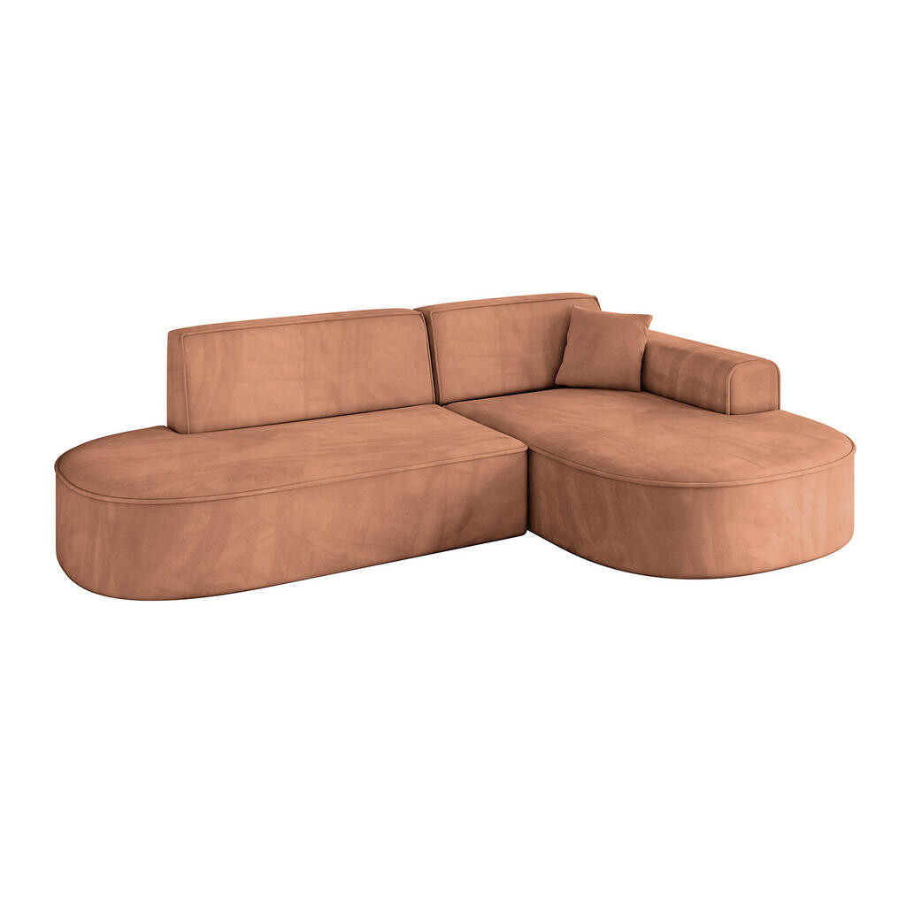 ALTDECOR ROHOVÁ SEDACÍ SOUPRAVA s otomanem vpravo MARI-L1 – 243 x 171 x 79 cm, oranžový velur