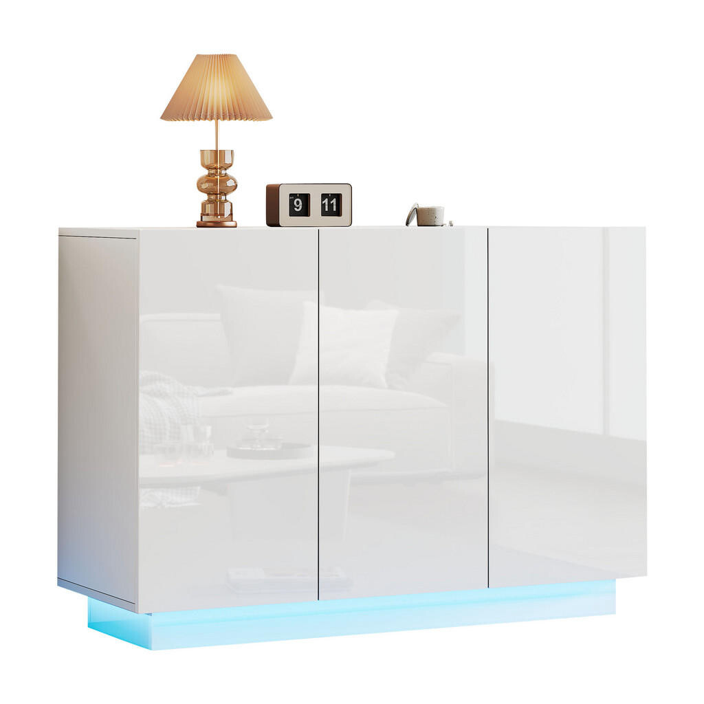 FLIEKS KOMODA LED bílá lesk 120cm úložná
