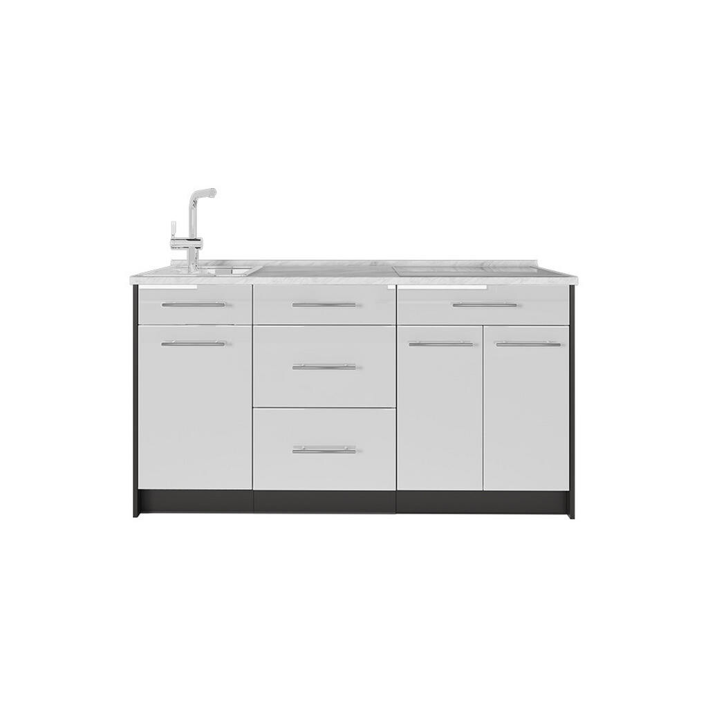 Vicco KUCHYŇSKÝ BLOK Fame-Line, Bílá vysoký lesk, 150 cm, PD Mramor