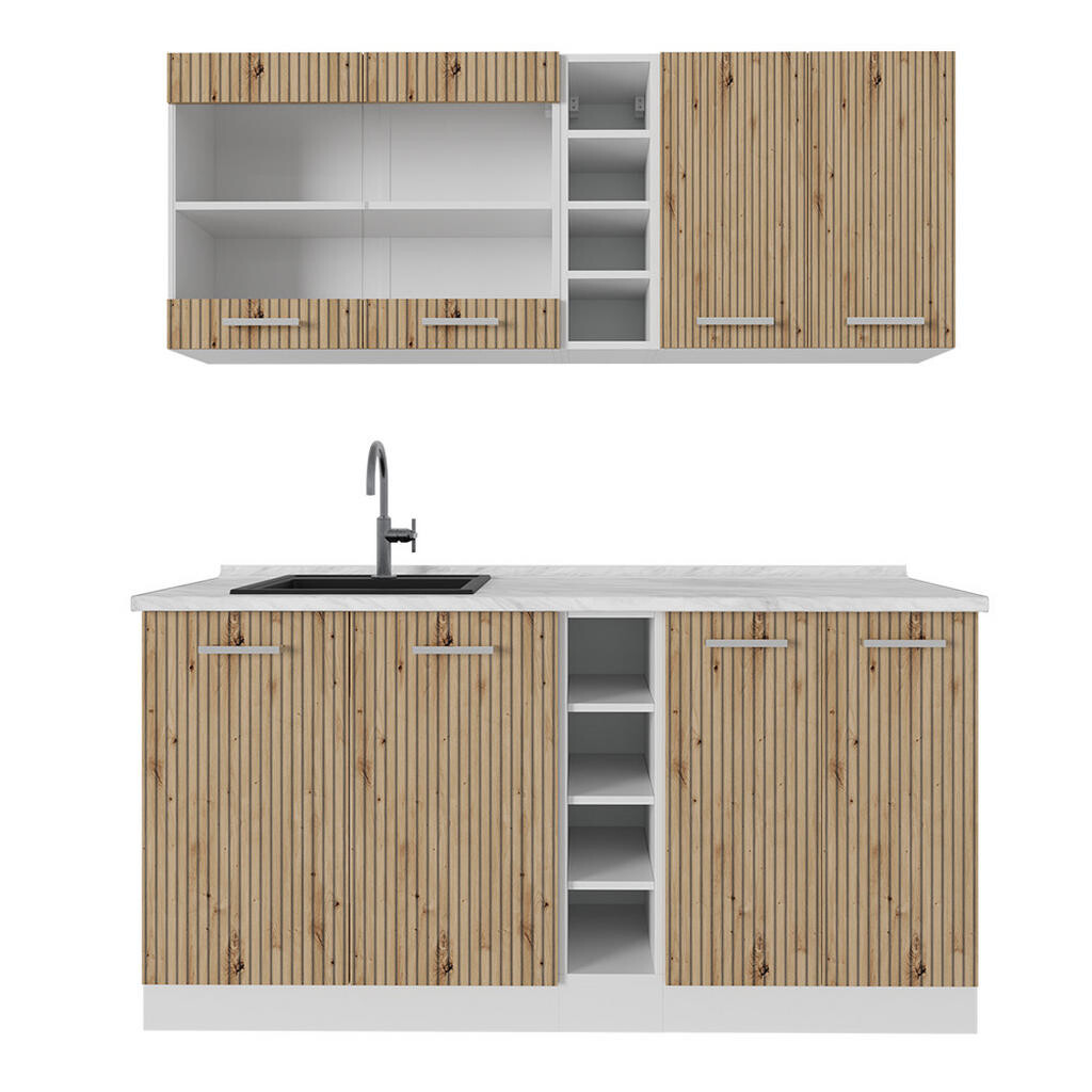 Vicco JEDNOTKOVÁ KUCHYNĚ R-Line Dub řemeslný/bílý 160 cm s pracovní deskou