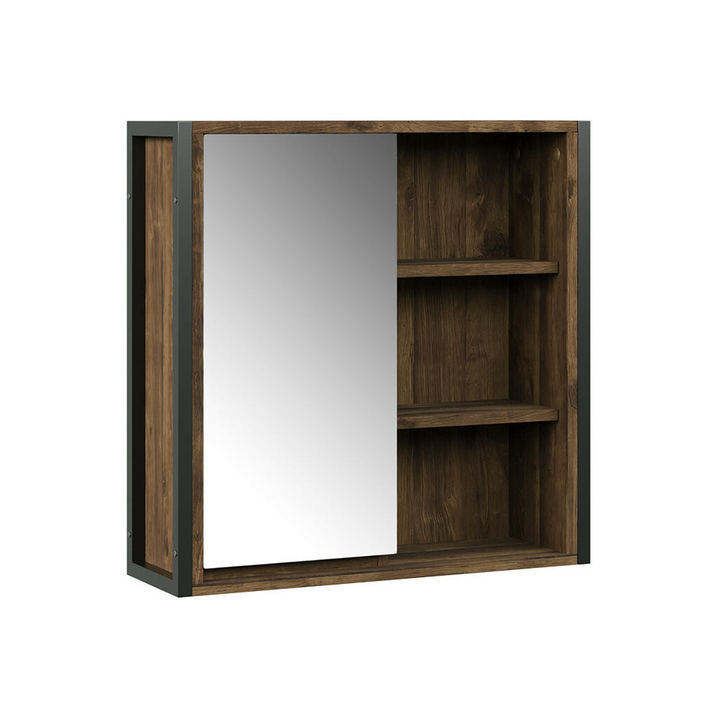 Vicco KOUPELNOVÁ ZRCADLOVÁ SKŘÍŇKA Naola Dub/černá 62.2 x 62.5 cm s 1 zrcadlovými dveřmi