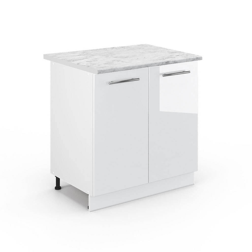 Vicco SPODNÍ SKŘÍŇKA KUCHYŇSKÉ LINKY Fame-Line, Bílá vysoký lesk/Bílá, 80 cm pracovná doska Mramor