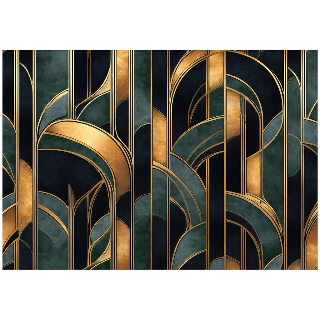 Wallarena FOTOTAPETA Art Deco Abstraktní zelená 300x210 cm