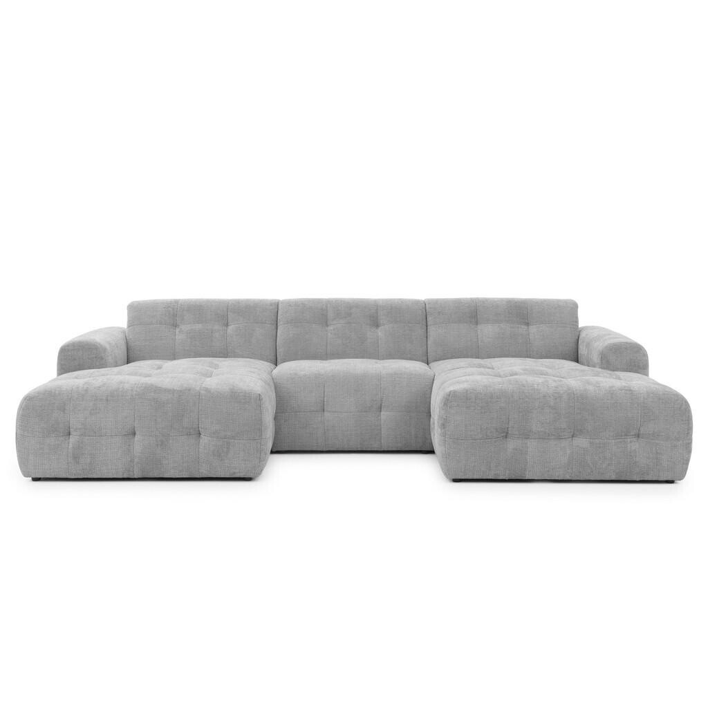 luma-home SEDACÍ SOUPRAVA ve tvaru písmene U s rafinovaným prošíváním, 6místná, 323 × 161 × 79 cm (Š×H×V), čalounění ze ženilky ve světle šedé barvě /
