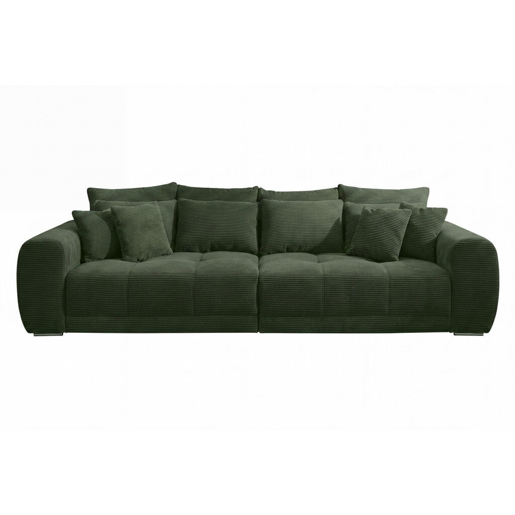 luma-home BIG-SOFA s pružinovým jádrem, Š306/H134/V86 cm, ležecká plocha 120×240 cm, zelený kord / 15172