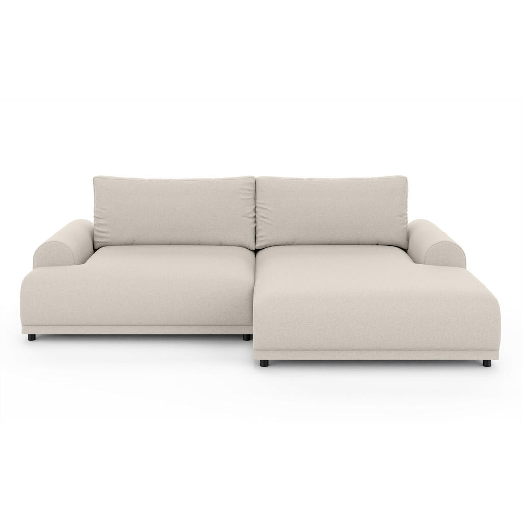 luma-home ROHOVÁ POHOVKA s funkcí rozkládání, úložný prostor, extra široký otoman vpravo, Š240/H145/V81 cm, strukturovaná látka béžová / 21031