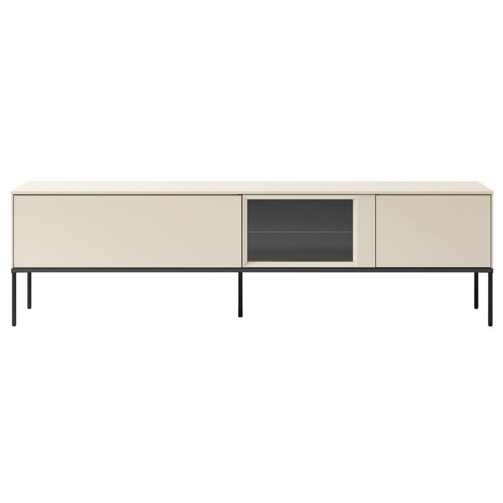 Selsey TV stolek Bellezo s osvětlenou prosklenou vitrínou Krémová 196/55/41 cm