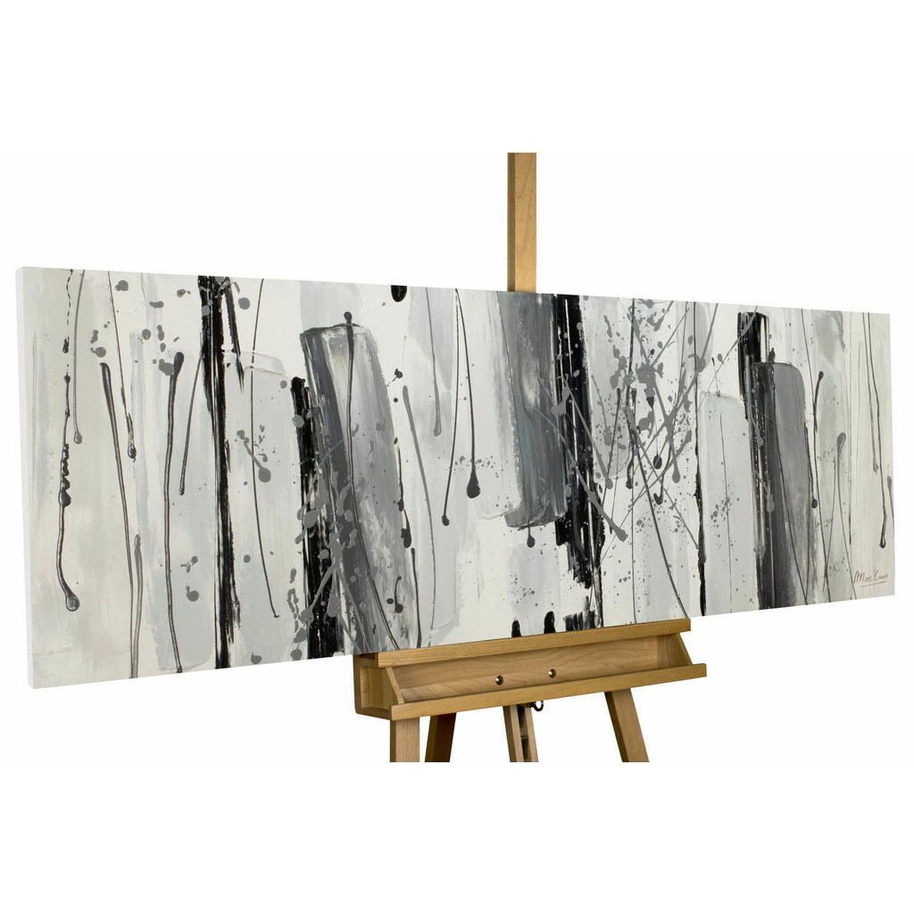 KUNSTLOFT RUČNĚ MALOVANÝ AKRYLOVÝ OBRAZ ŠEDÝ/ČERNÝ, 150/50 CM