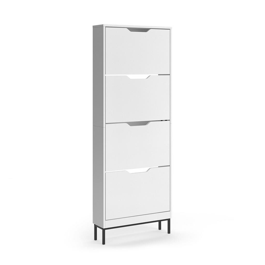 Vicco BOTNÍK NA BOTY Luca, Bílá/Černá, 59 x 157.5 cm se 4 výklopnými přihrádkami