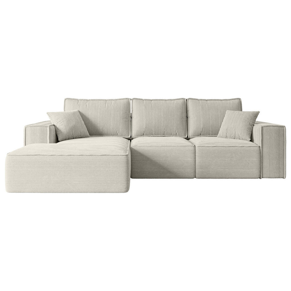 ALTDECOR ROHOVÁ SEDACÍ SOUPRAVA s funkcí lůžka a úložným prostorem SERRA-L-S – 266 x 161 x 87 cm, krémový manšestr