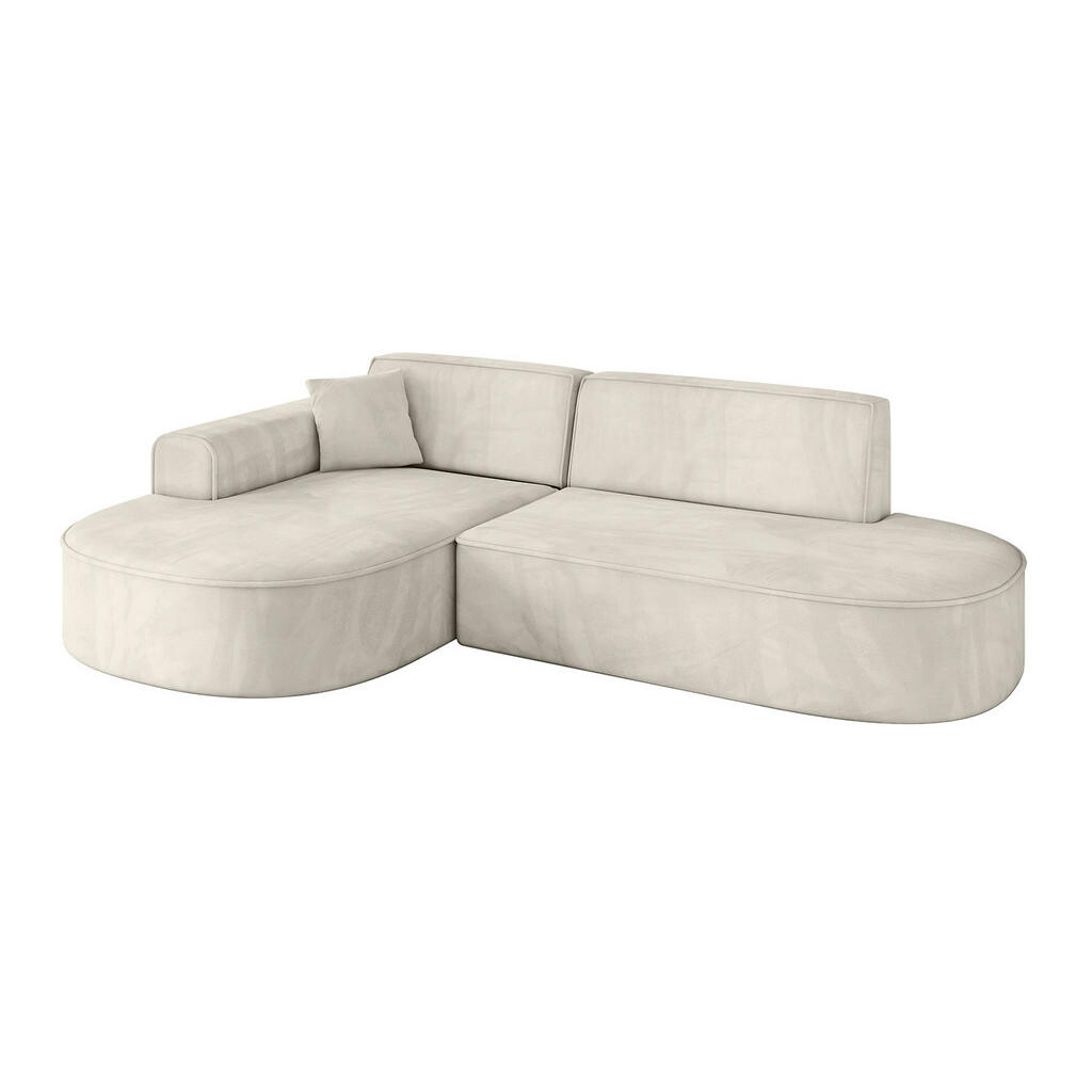 ALTDECOR ROHOVÁ SEDACÍ SOUPRAVA s otomanem vlevo MARI-L1 – 243 x 171 x 79 cm, ecru velur