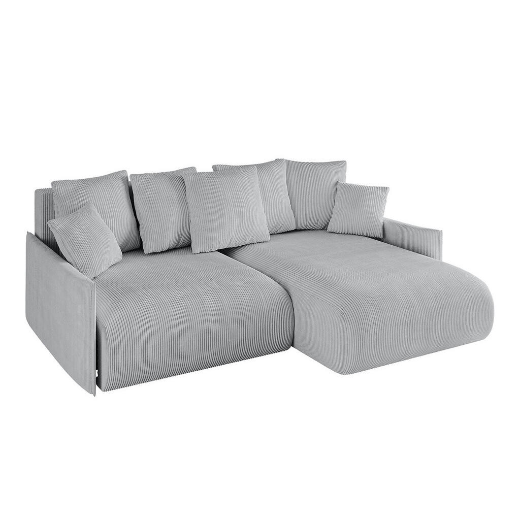 ALTDECOR ROHOVÁ SEDACÍ SOUPRAVA s otomanem vpravo ONESK-L -v1 216x177x72 šedý manšestr