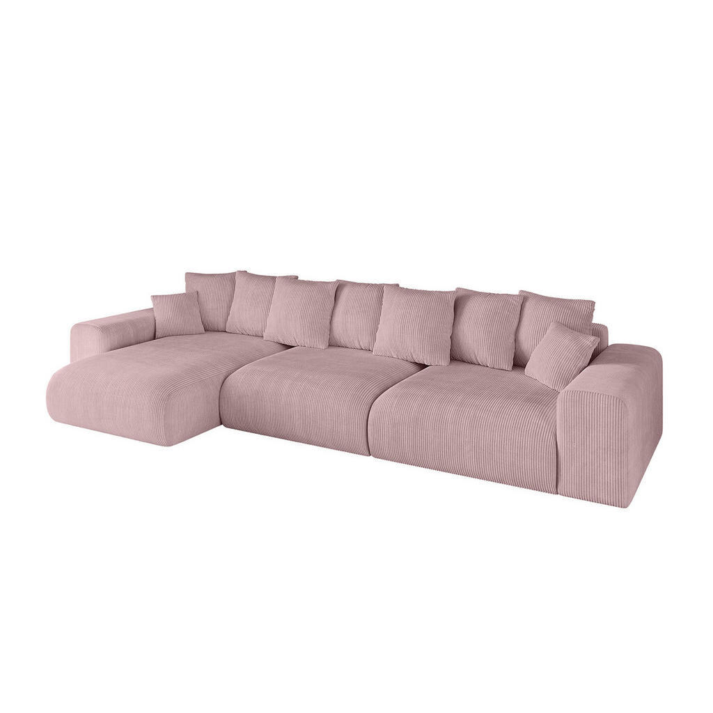 ALTDECOR ROHOVÁ SEDAČKA s otomanem vlevo ESKAR-L2 364x176x72 cm, růžový manšestr