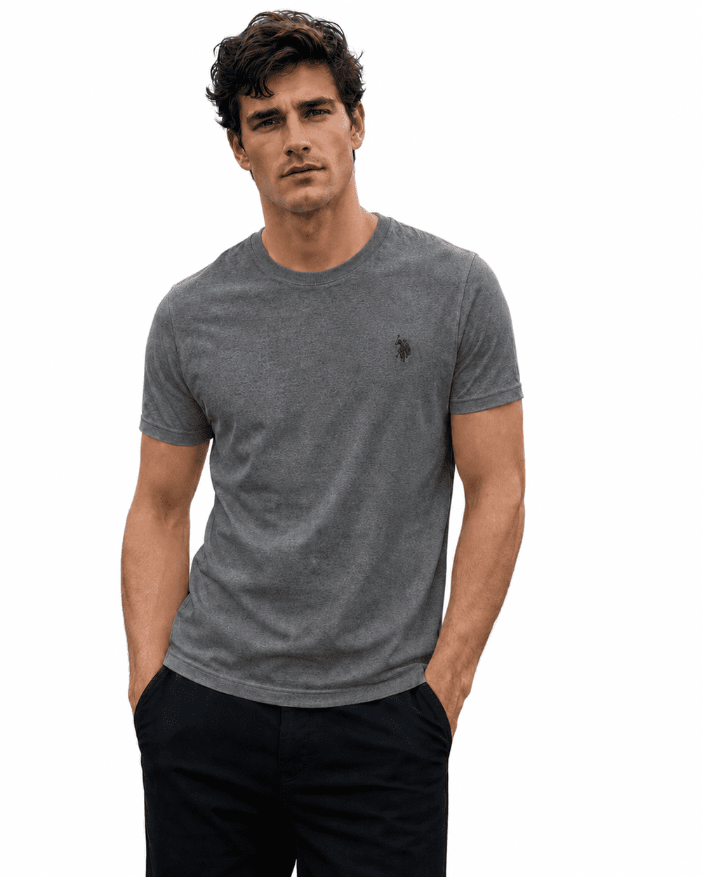 US Polo Assn. pánské tričko - šedá žíhaná