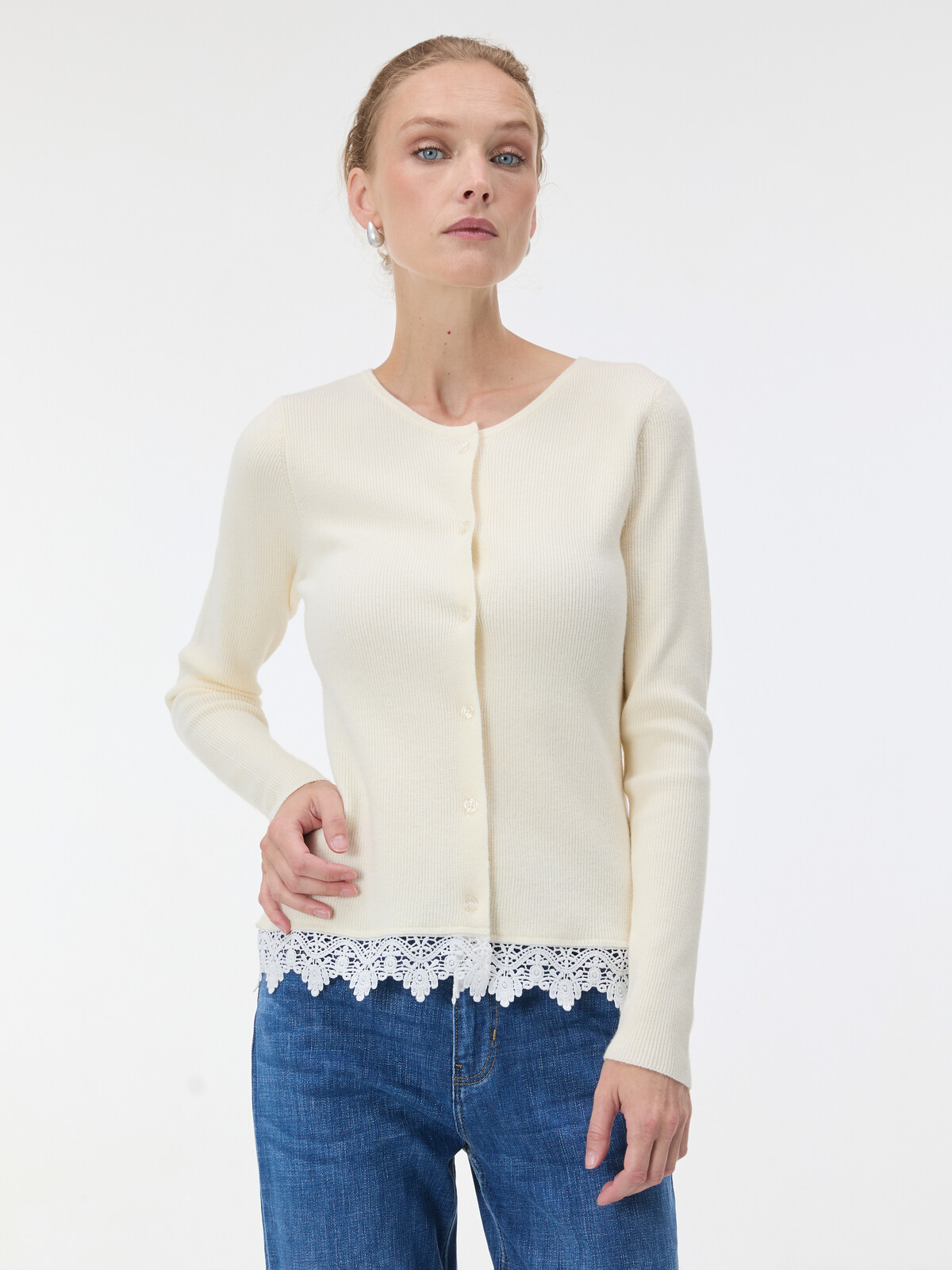 Bílý dámský dlouhý cardigan ORSAY