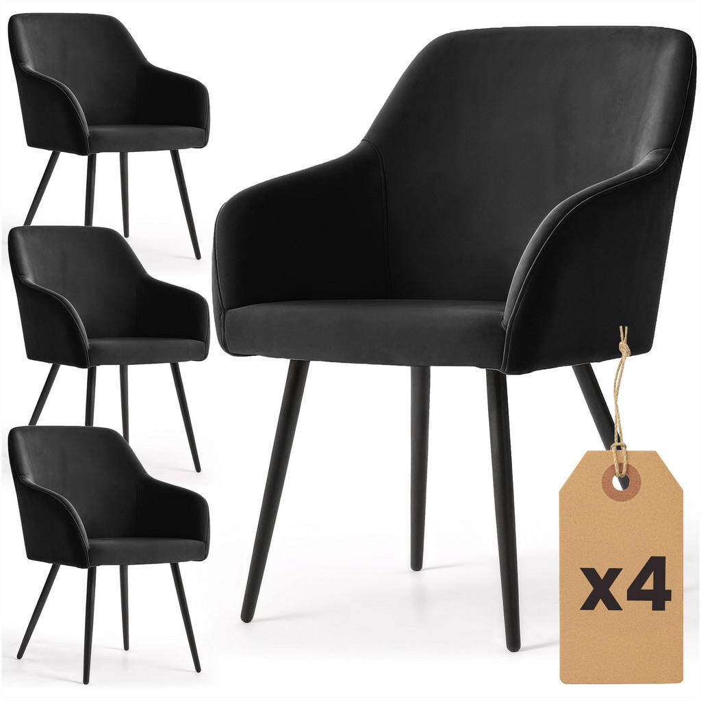 RAUMHIRSCH FURNITURE ČALOUNĚNÁ ŽIDLE, sada 4 ks, kovové nohy, černá 54,5/83/58