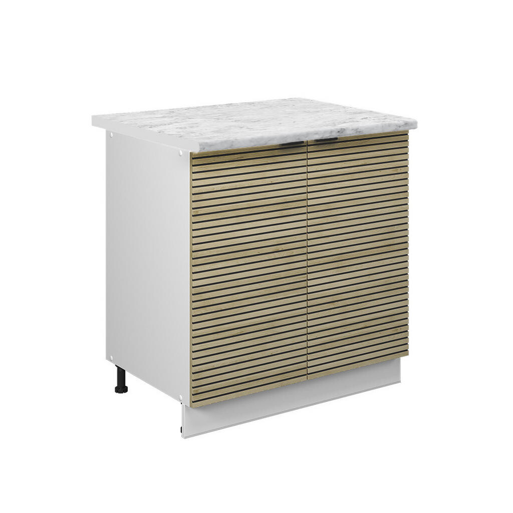 Vicco SPODNÍ SKŘÍŇKA KUCHYŇSKÉ LINKY Fame-Line, Dubový panel/Bílá, 80 cm pracovná doska Mramor