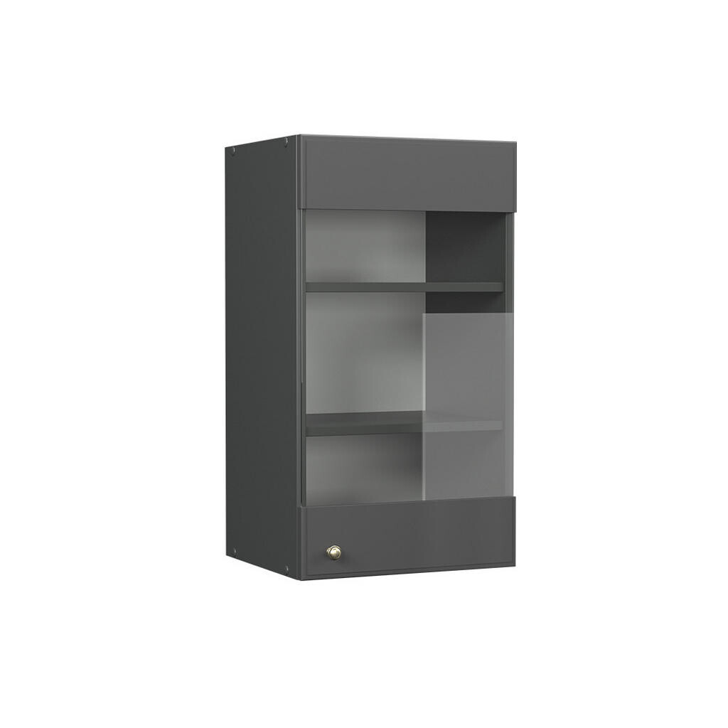 Vicco SKLENĚNÁ KUCHYŇSKÁ SKŘÍŇKA Fame-Line Anthrazit-Gold Landhaus 40 cm