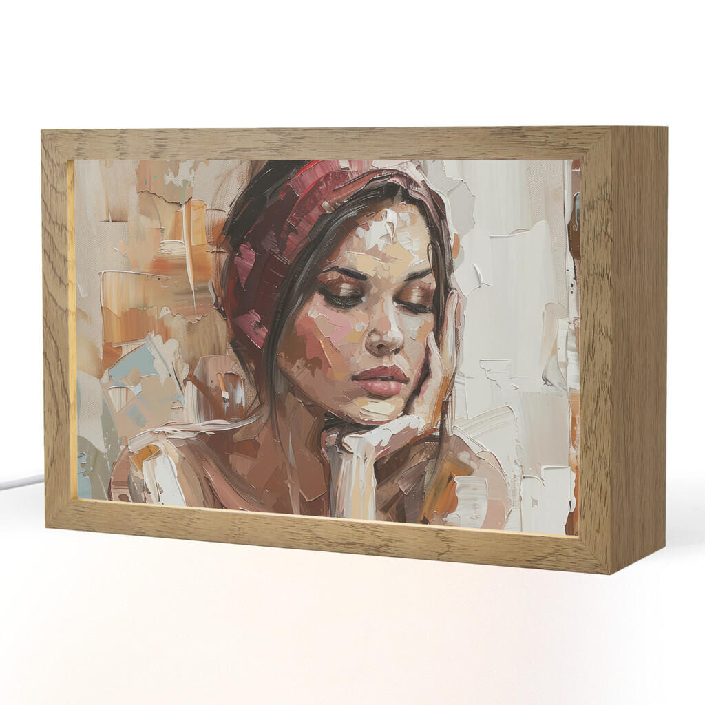 OnlyWow STOLNÍ LAMPA Žena - vzhled malby - portrét - moderní 30x20 cm