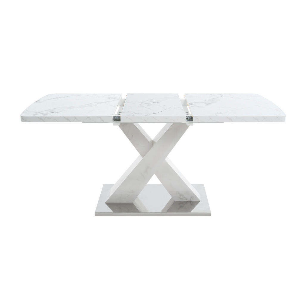 OKWISH JÍDELNÍ stůl 120-160/80/76,5 cm bílý z MDF a oceli s rozkládací deskou