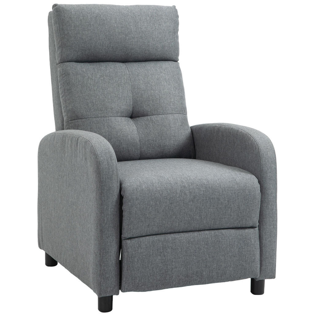 OKWISH RELAXAČNÍ křeslo 67/87/98 cm šedé z polyesteru s polohováním do 155° a výsuvnou podnožkou