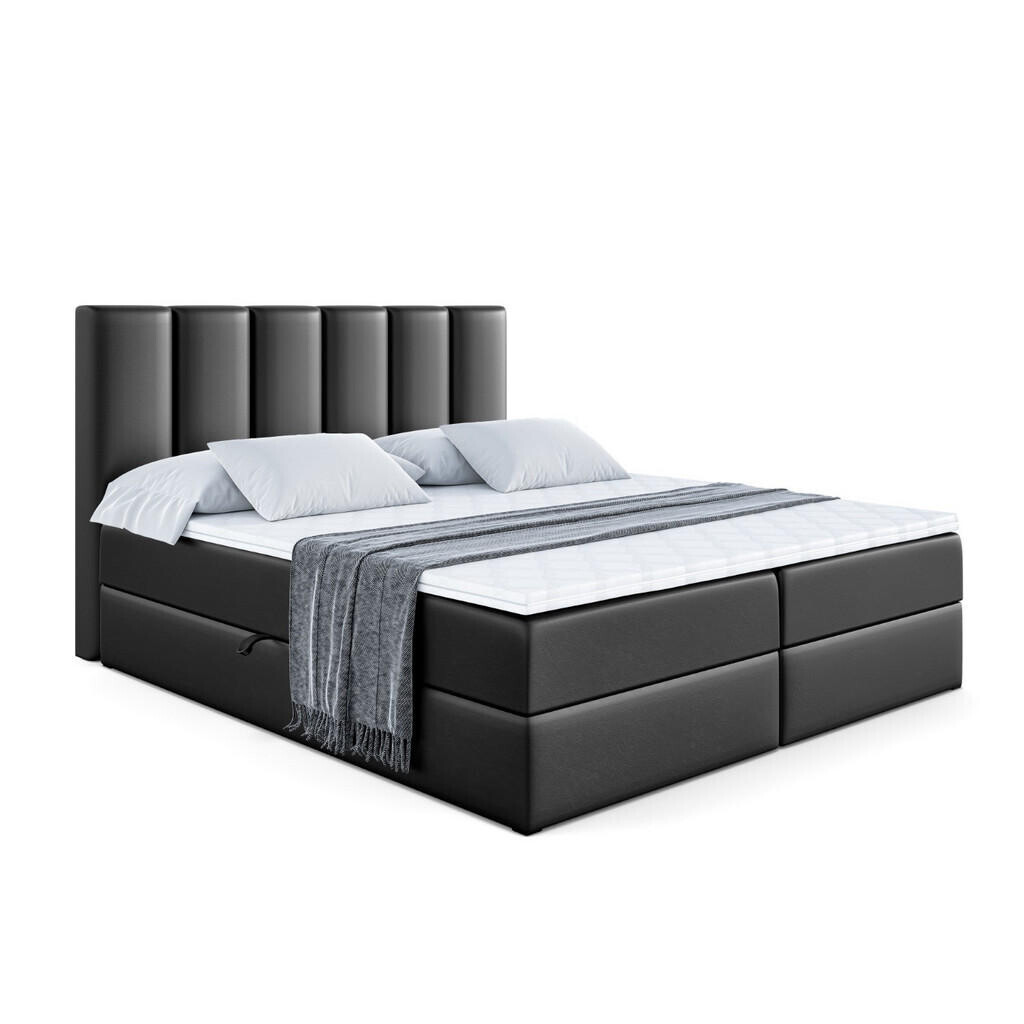 ALTDECOR AMERICKÁ postel s matrací H3 a lamelovým roštem – BOXI1 – 200 x 200 cm, vysoce lesklá černá