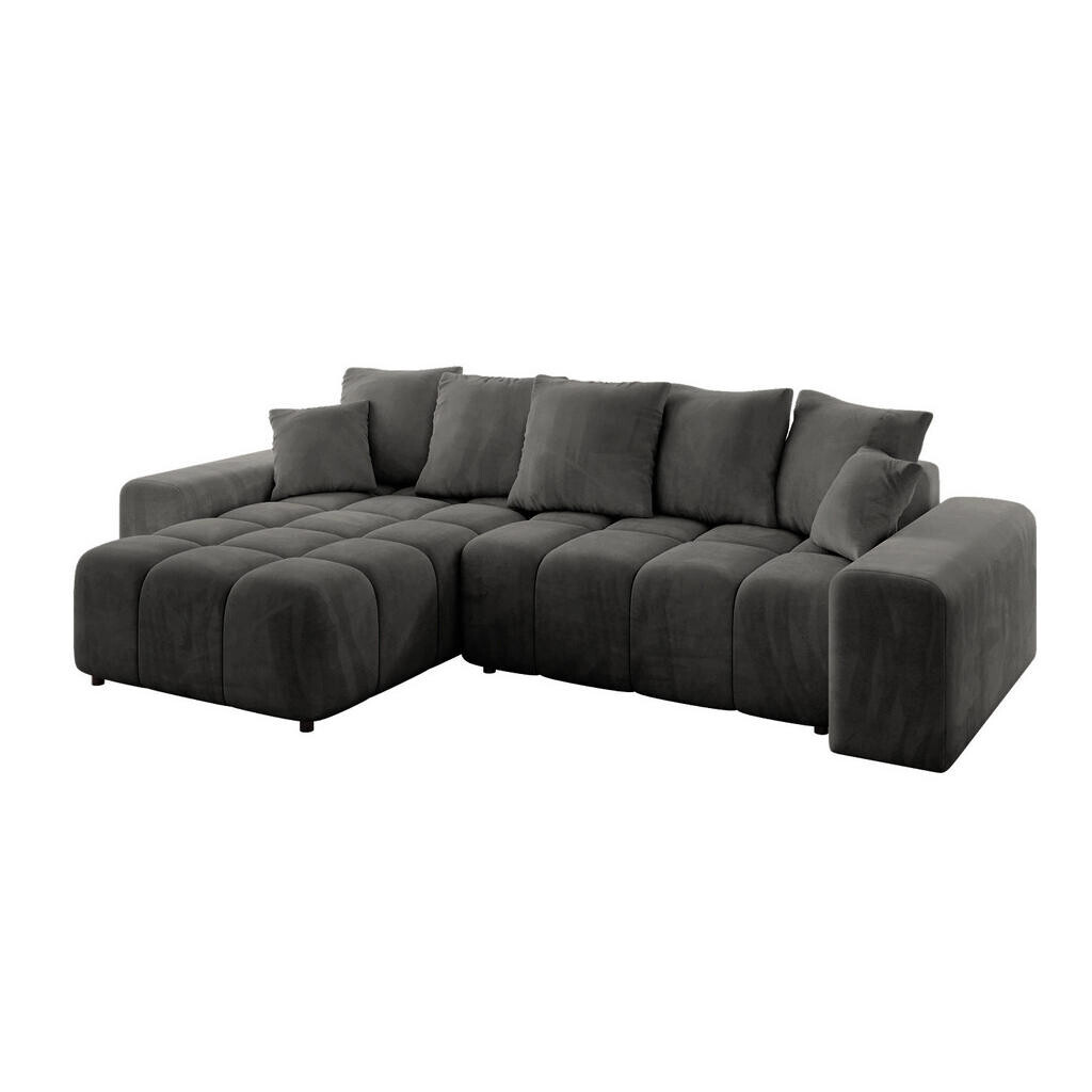 ALTDECOR ROHOVÁ SEDACÍ SOUPRAVA, otoman vlevo ENIL-L 297x189x68, tmavě šedý velur