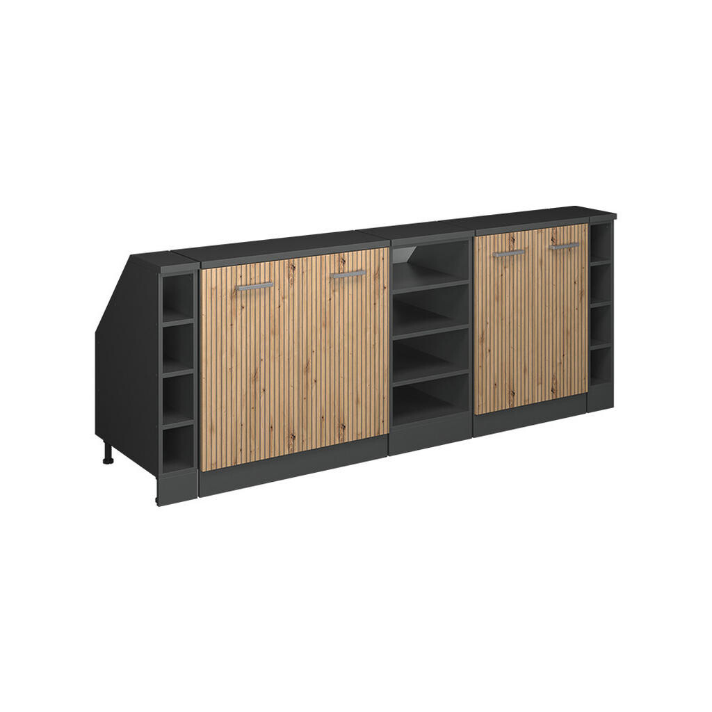 Vicco KUCHYŇSKÁ SKŘÍŇKA POD ŠIKMOU STŘECHU R-Line Řemeslný dub 210 cm Sada 5 korpusů skříně hloubka 60 cm