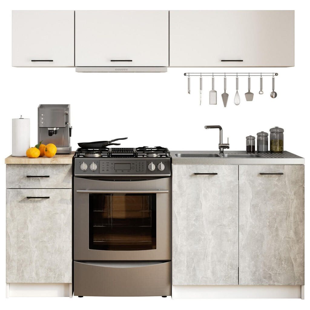 RAUMHIRSCH FURNITURE KUCHYŇSKÝ BLOK, bílý, beton 174/180/46