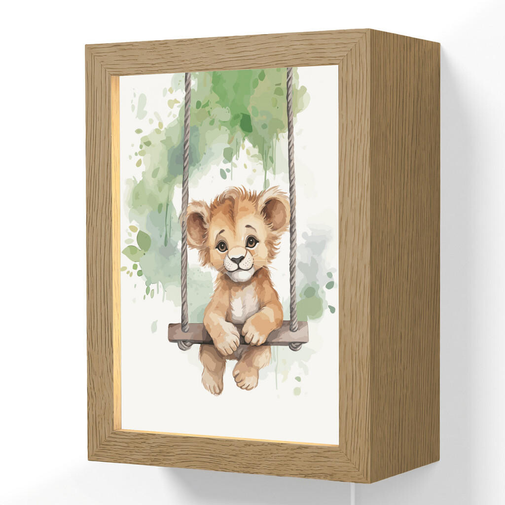 OnlyWow NÁSTĚNNÁ LAMPA Lev - Zvíře - Děti - Džungle 15x20 cm